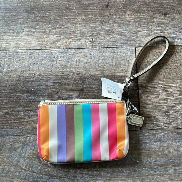 NWT Coach Julia Signature Legacy Stripe Small Wristlet Bag Y2K